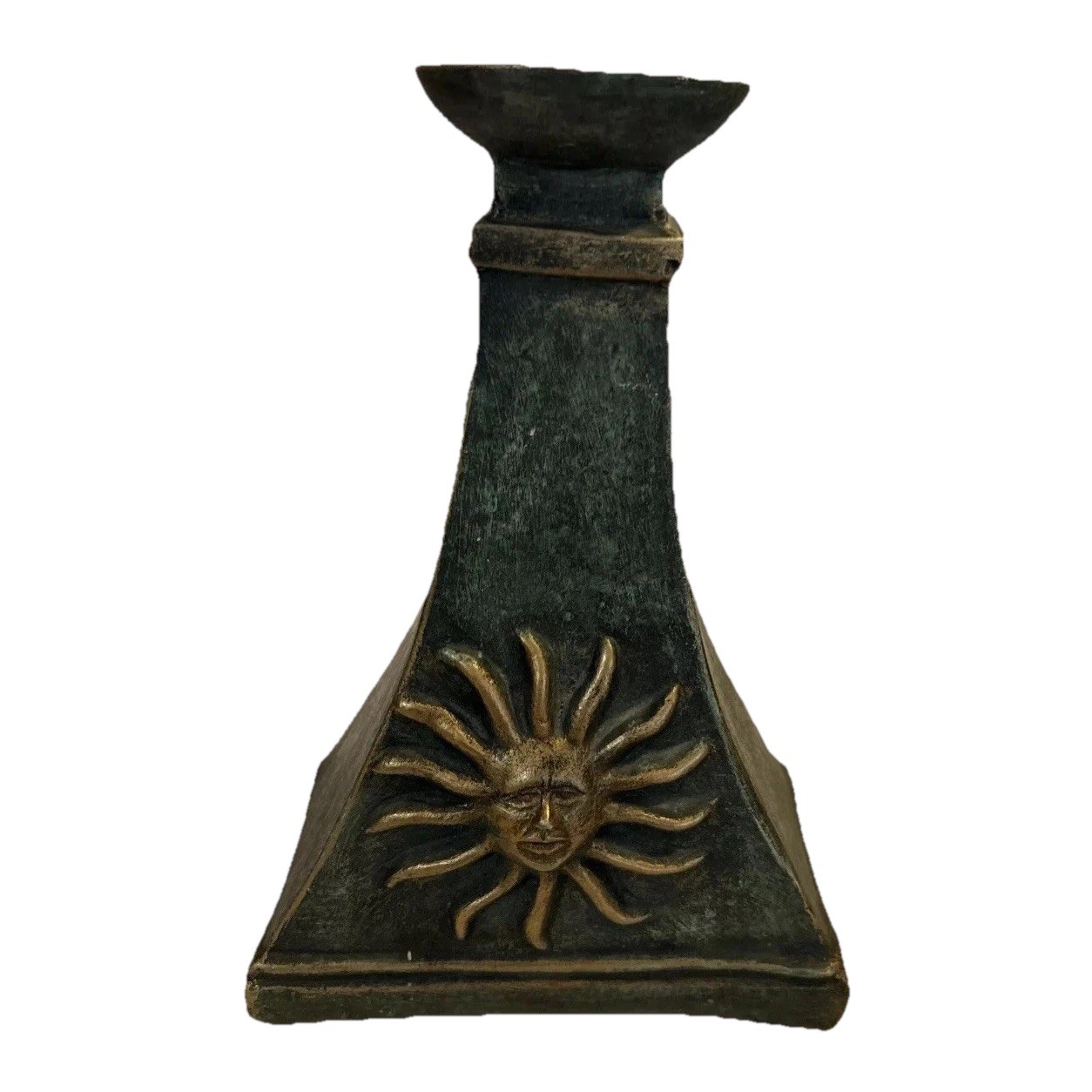 Vintage Candle Holder Turquoise Earthy Sun Natural Stone Celestial  Sun Burst