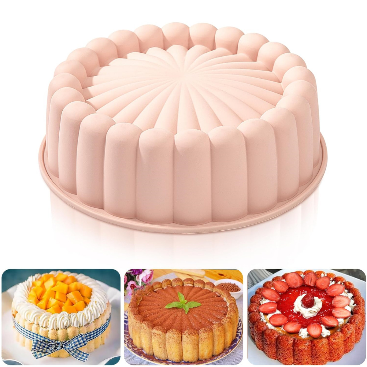 Silicone Charlotte Cake Pan Non‑Stick Heat‑Resistant for Baking Cakes Gelatin