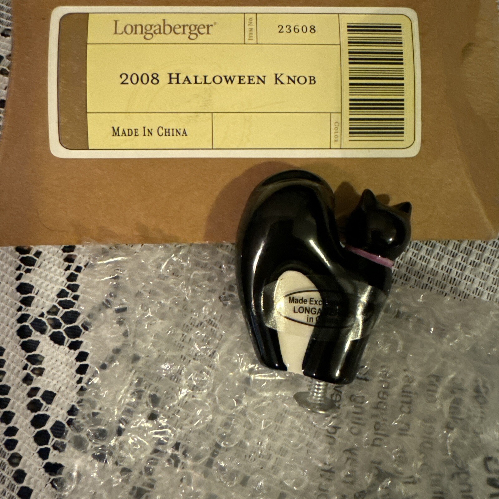 Longaberger 2008 Halloween Black Cat Knob Longaberger 2008 Halloween Black Cat Knob