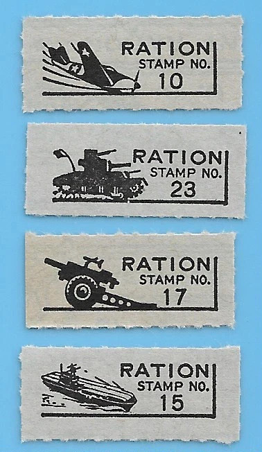 USA  WW2 War Rations Plane Air Craft Carrier Tank Ration stamp set lot WW2 Era 