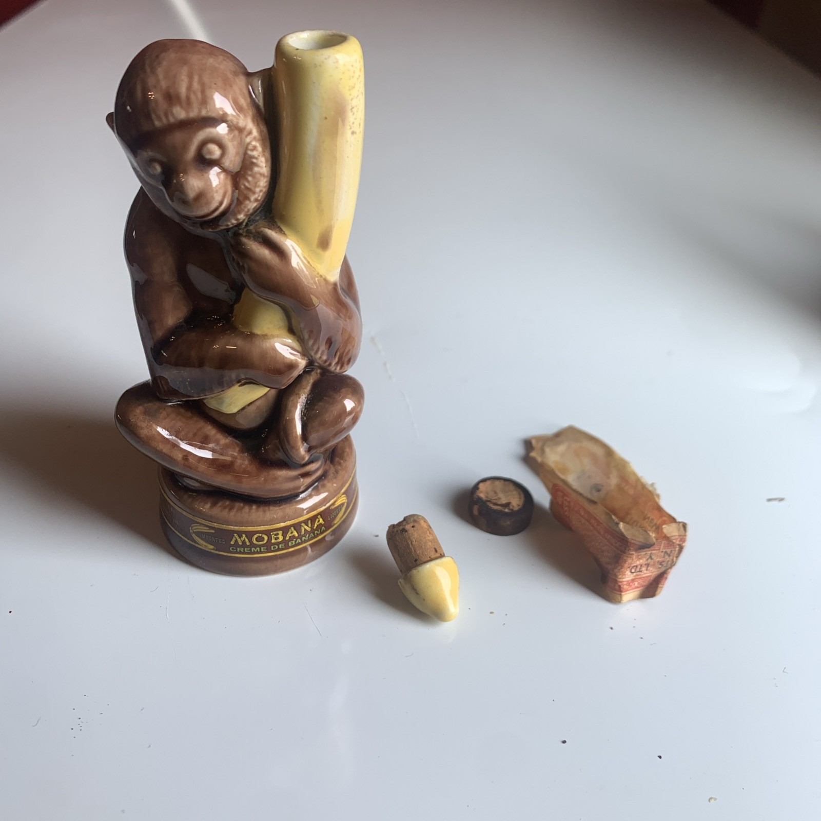 Vintage MOBANA Monkey Decanter Banana Liqueur 4.5” Tall Empty