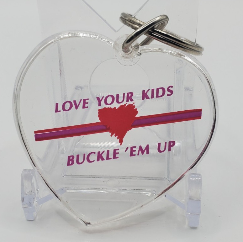 Retro/Vintage Love Your Kids Buckle ‘Em Up Acrylic Key Ring  \ Key Chain