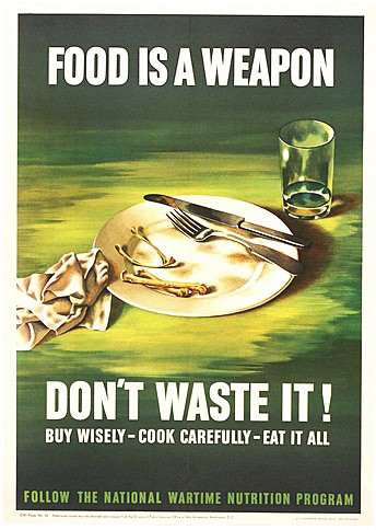 Original 1943 WWII Food Poster - Food is a weapon don\'t waste it