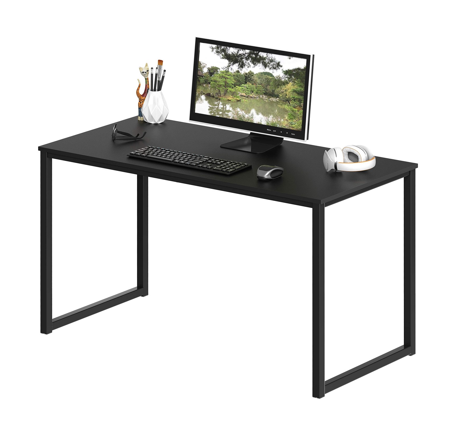 SHW Mission 40-Inch Home Office Computer Desk, Black SHW Mission 40-Inch Home Office Computer Desk, Black