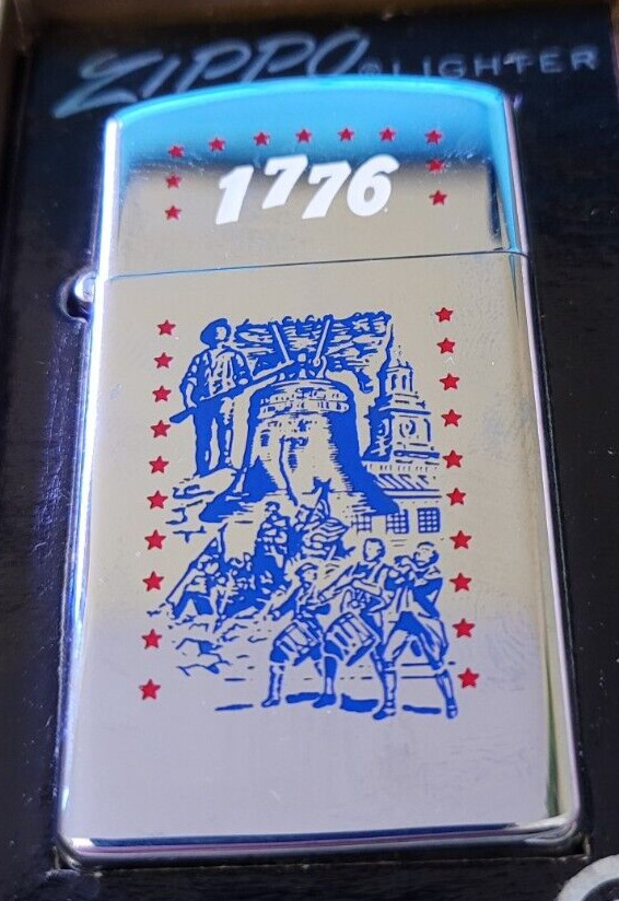 Vintage   ZIPPO / 1776-1976 BICENTENNIAL SLIM LIGHTER UNFIRED W/ Original Box 