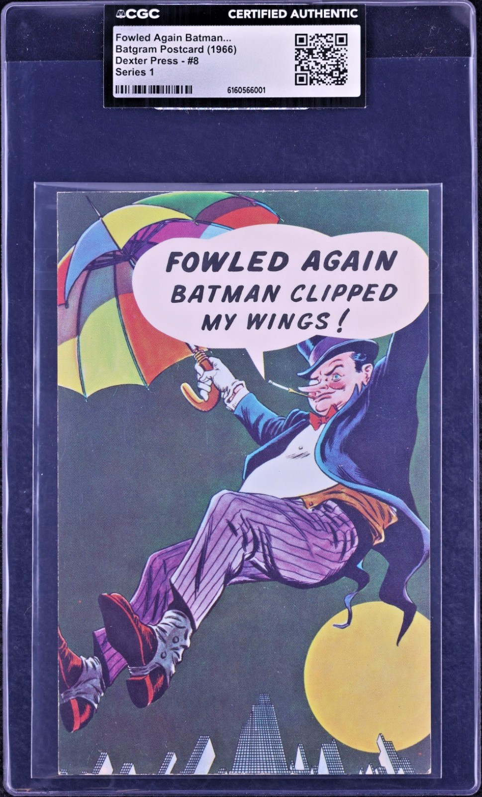 Rare 1966 Dexter Press Postcard Batgram Fowled Again Batman #8 CGC Authentic