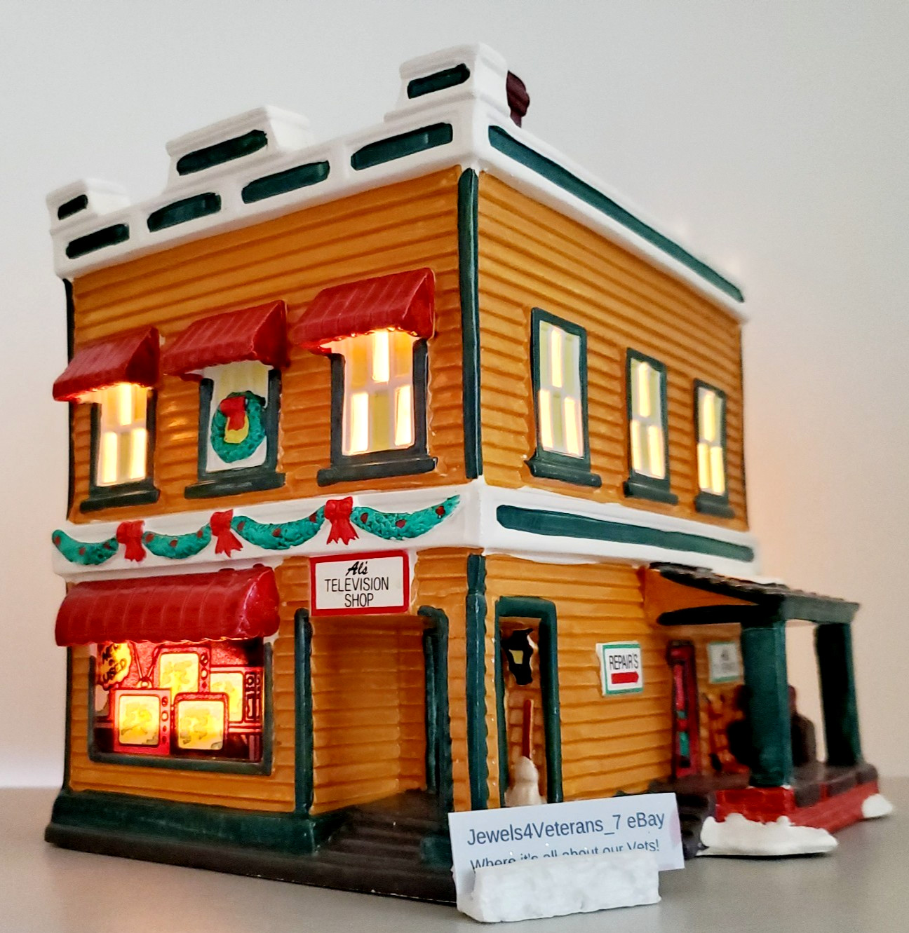 Department  56 Snow Village  AL\'S TV SHOP #5423-2 W/Antenna & Light-cord💖