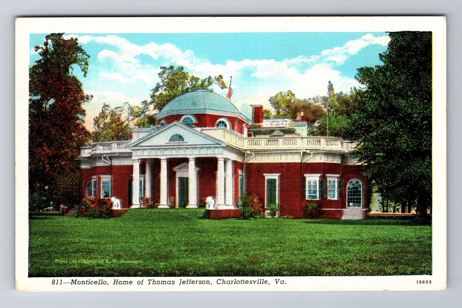Charlottesville VA-Virginia, Monticello Thomas Jefferson Home, Vintage Postcard