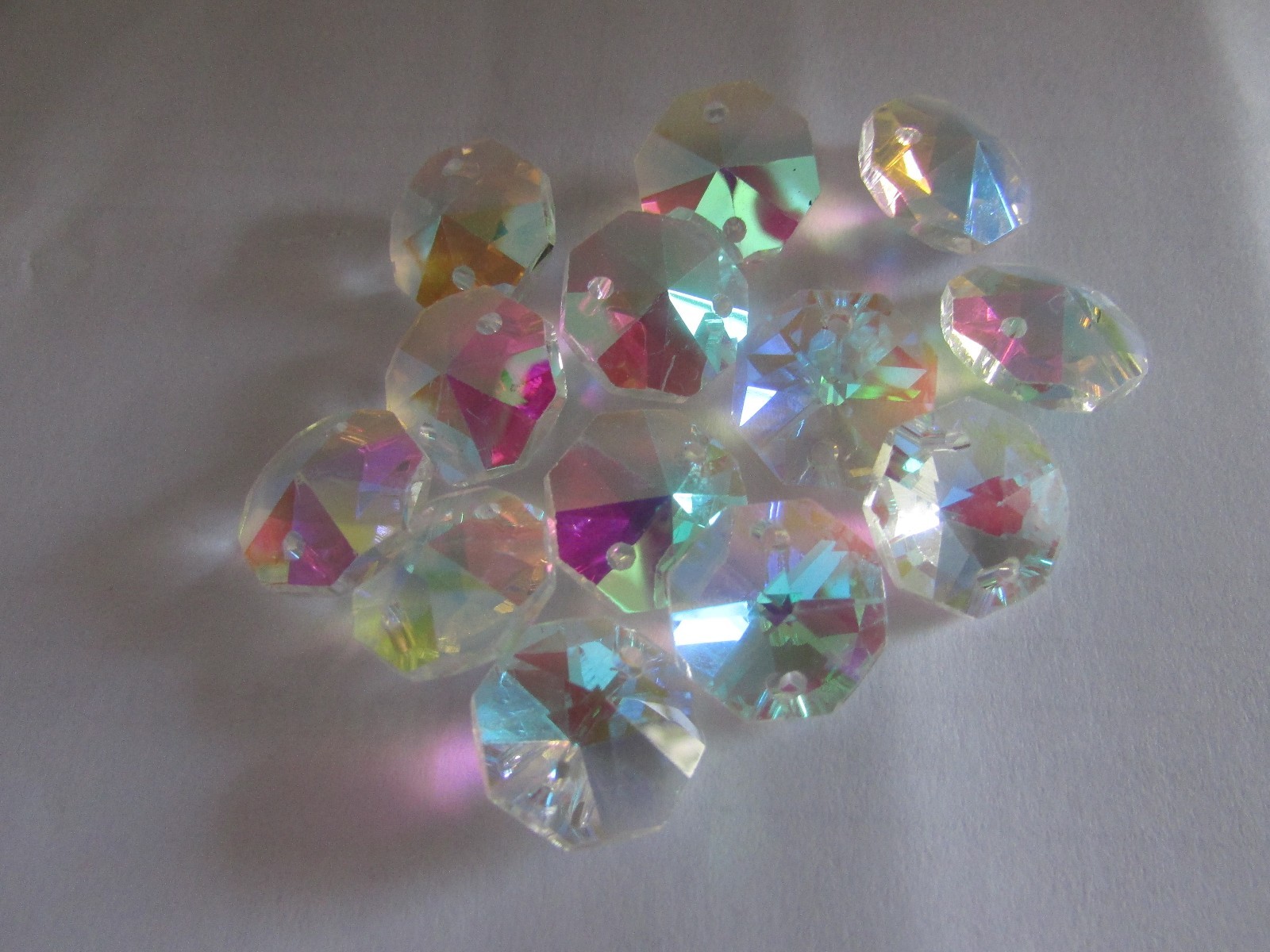50- 14 MM AB COLOR AAA 2 HOLE  OCTAGON CRYSTAL GLASS BEADS CHANDELIER