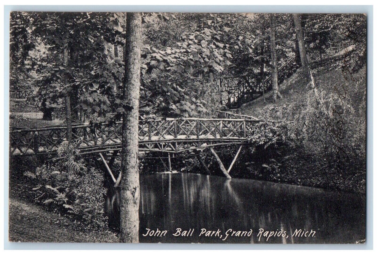 1907 John Ball Park Grand Rapids Michigan MI Antique Posted Postcard