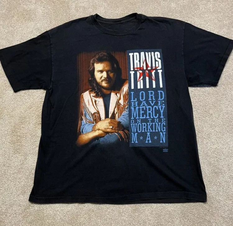 Vintage Travis Tritt Large Black Country Music 90s USA T-Shirt All