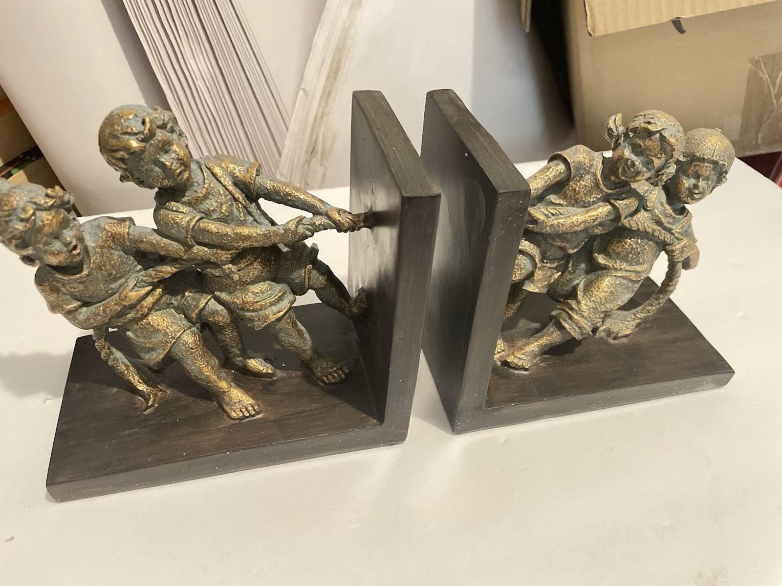“ Tug-of-war” BOOKENDS Kirkland Bronze Finish Original Box