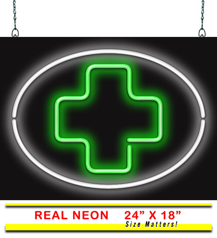 Medical Cross Inside Circle Neon Sign | Jantec | 24\