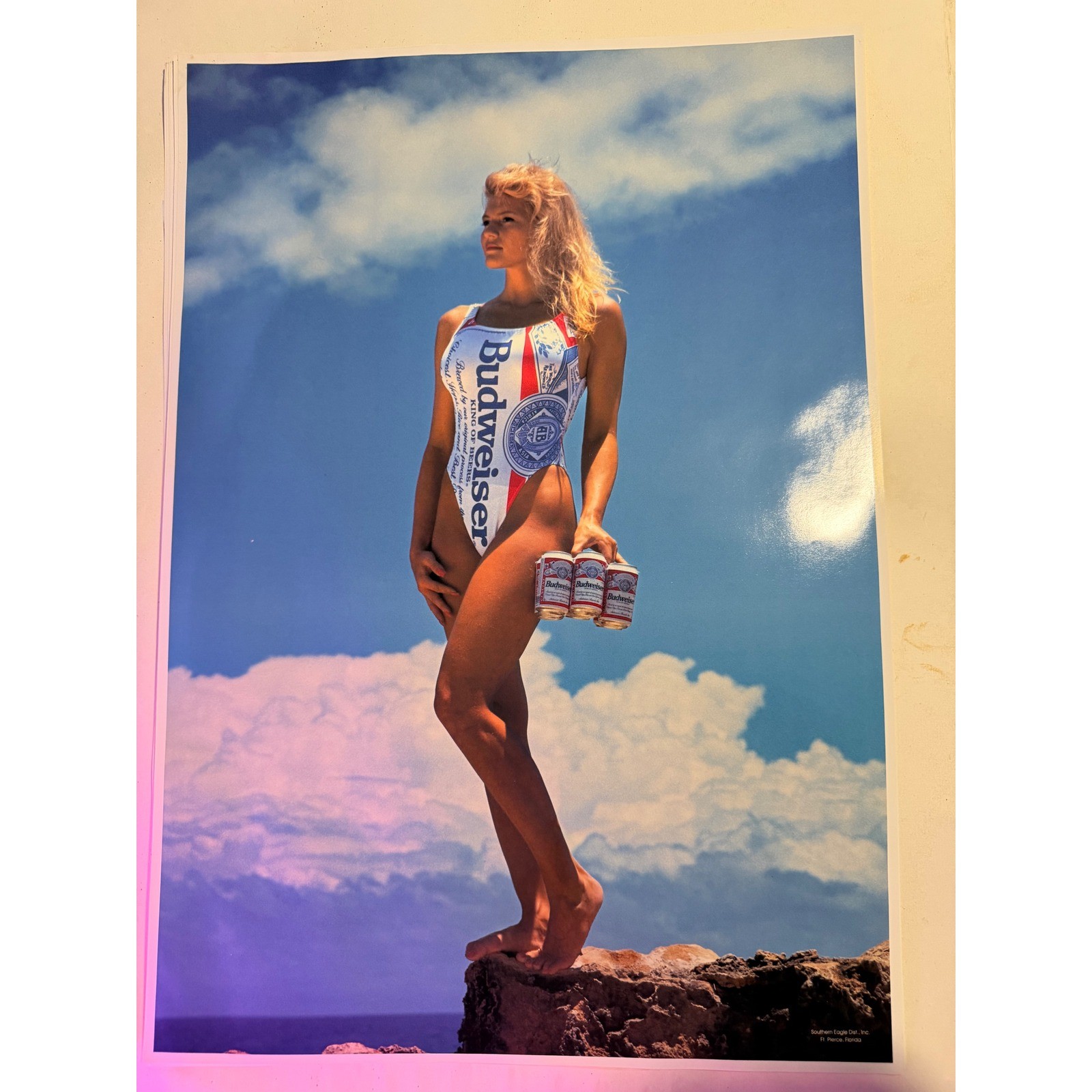 Vintage Budweiser Advertising Poster Unisex 18x25.5 Multicolor Excellent