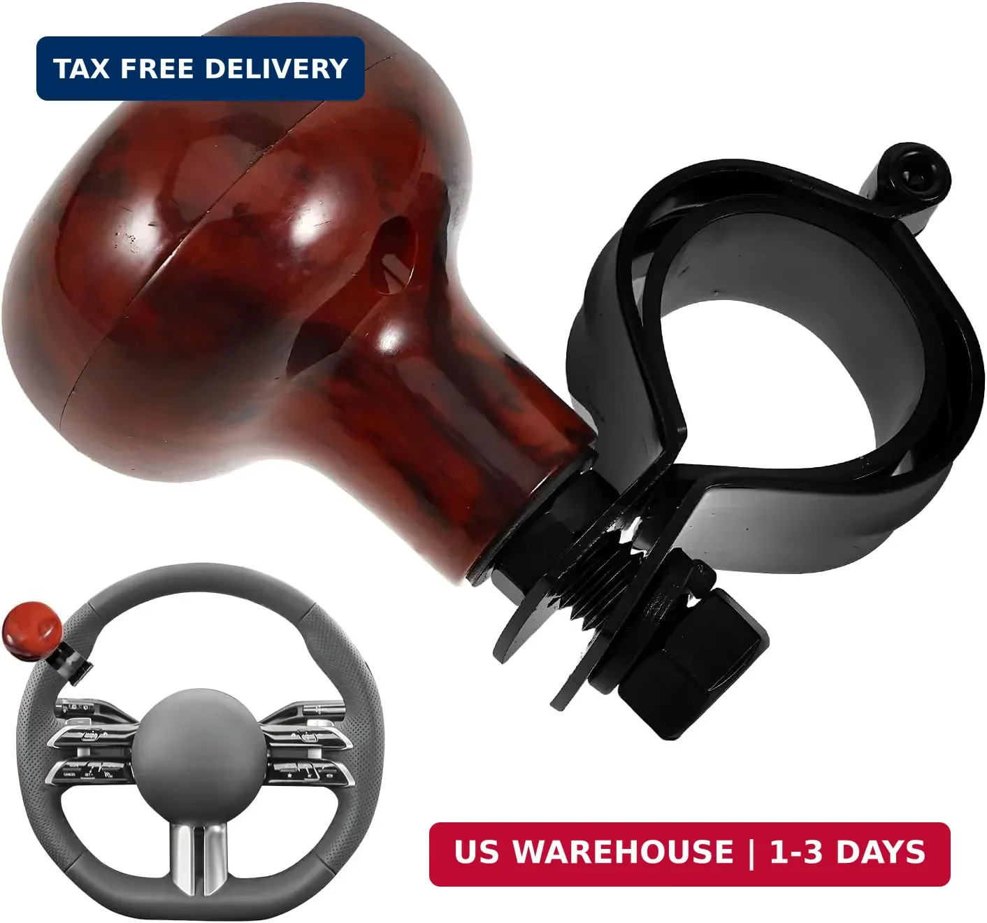 Woodgrain Steering Wheel Spinner Knob, Smooth Ball Booster Power Handle Spinn...