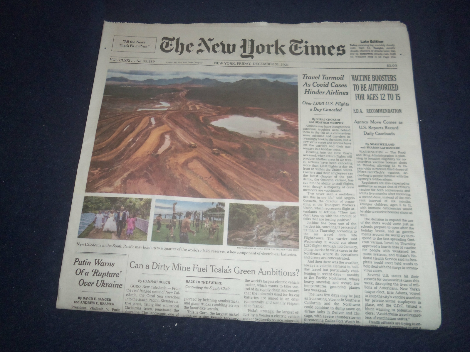 2021 DECEMBER 31 NEW YORK TIMES-VACCINE BOOSTERS TO BE AUTHORIZED FOR AGES 12-15