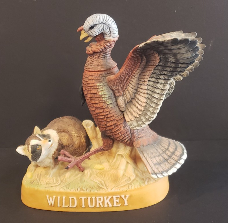 WILD TURKEY Liquor Decanter - 1984 Austin Nichols Turkey and Racoon No. 5  EMPTY