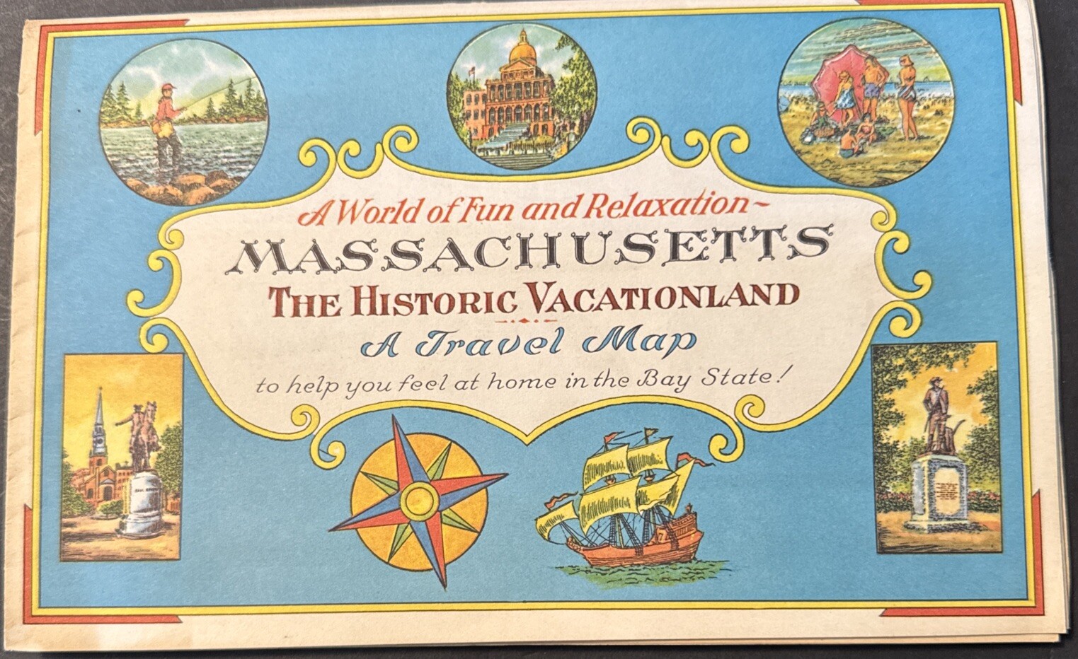Massachusetts Historic Vacation Land A Travel Map 1964