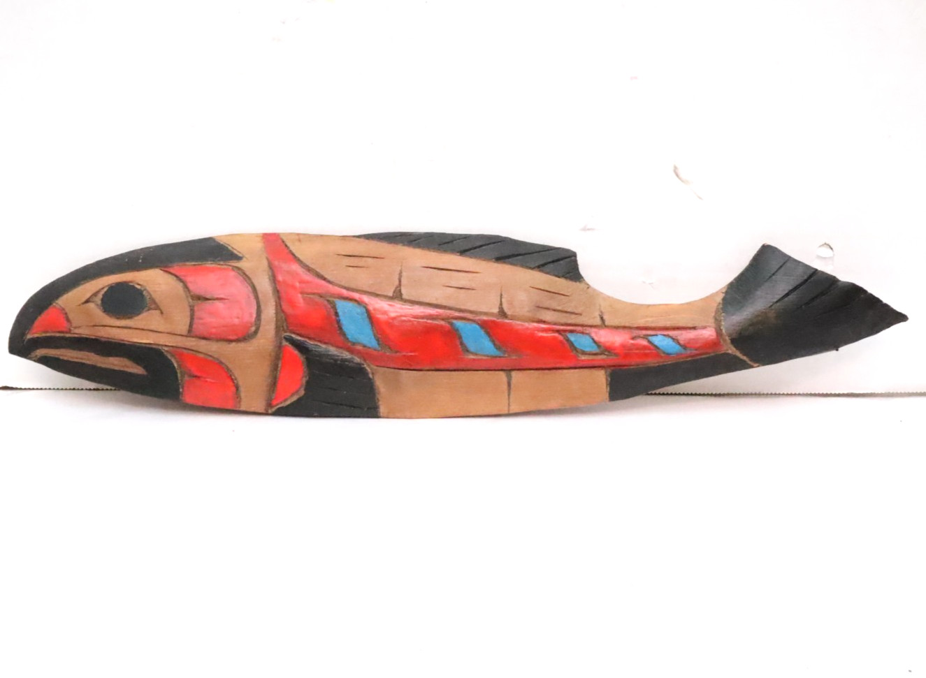 Hand Carved Wood Sculpture Salmon Totem Plaque Northwest Coast Haida Art 17\
