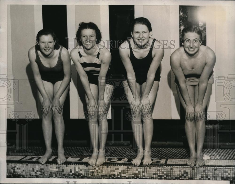 1934 Media Photo Carnegie Swim club J Gorman, A Gorman, L Clark, L Kight