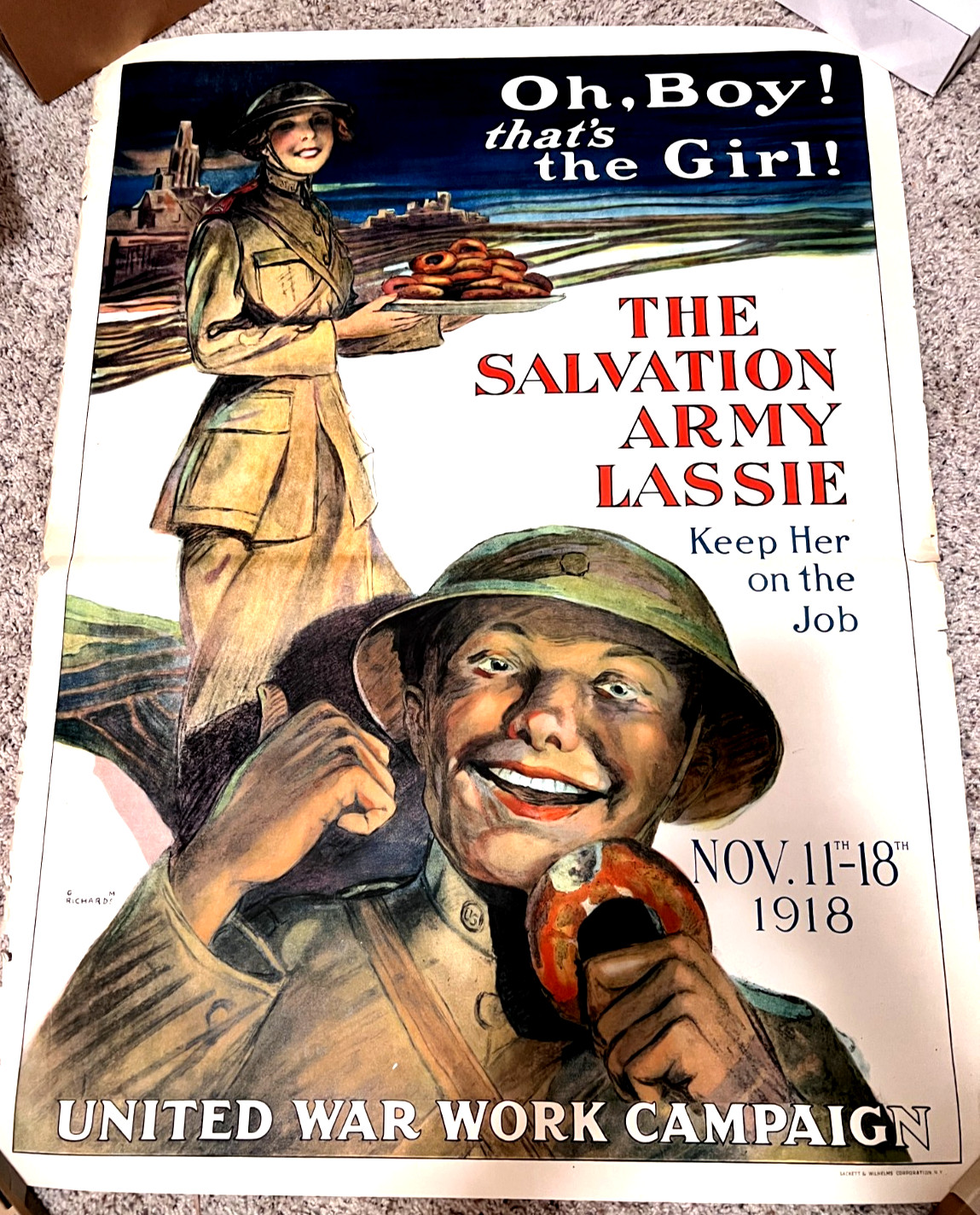 Original 1918 US WWI Rare “Salvation Army Lassie” Doughnut Girl United War Work