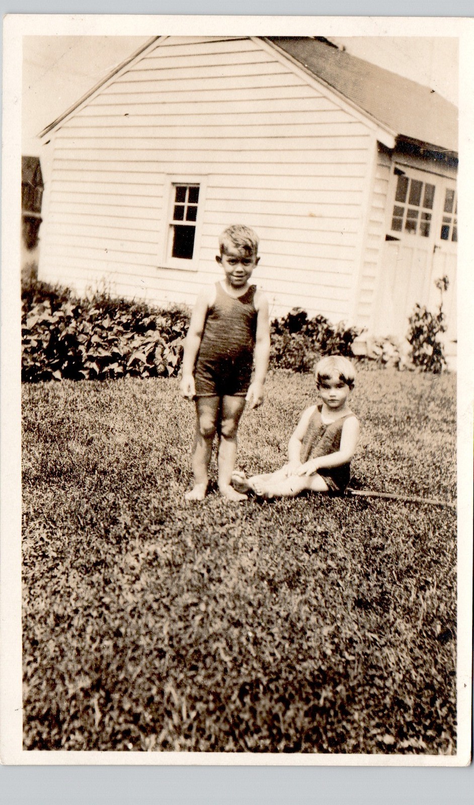BACKYARD BOYS, jackson mo. c1940 postcard, missouri real photo rppc family named