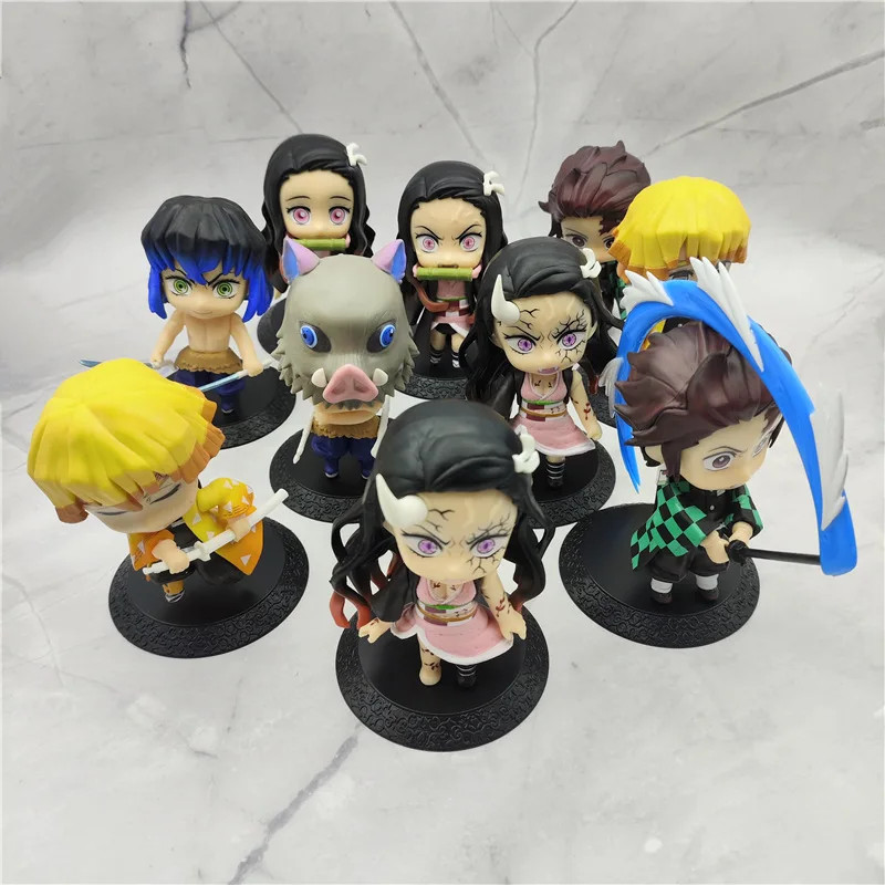 10PCS Demon Slayer Anime Figures Set, Nezuko Tanjiro 10cm Action Collectible Toy