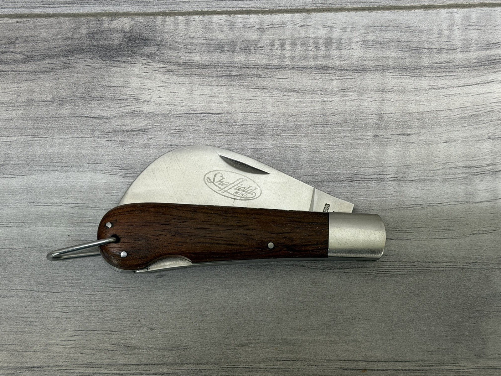 Vintage SHEFFIELD England Hawkbill Wooden Scales Folding Pocket Knife Vintage SHEFFIELD England Hawkbill Wooden Scales Folding Pocket Knife