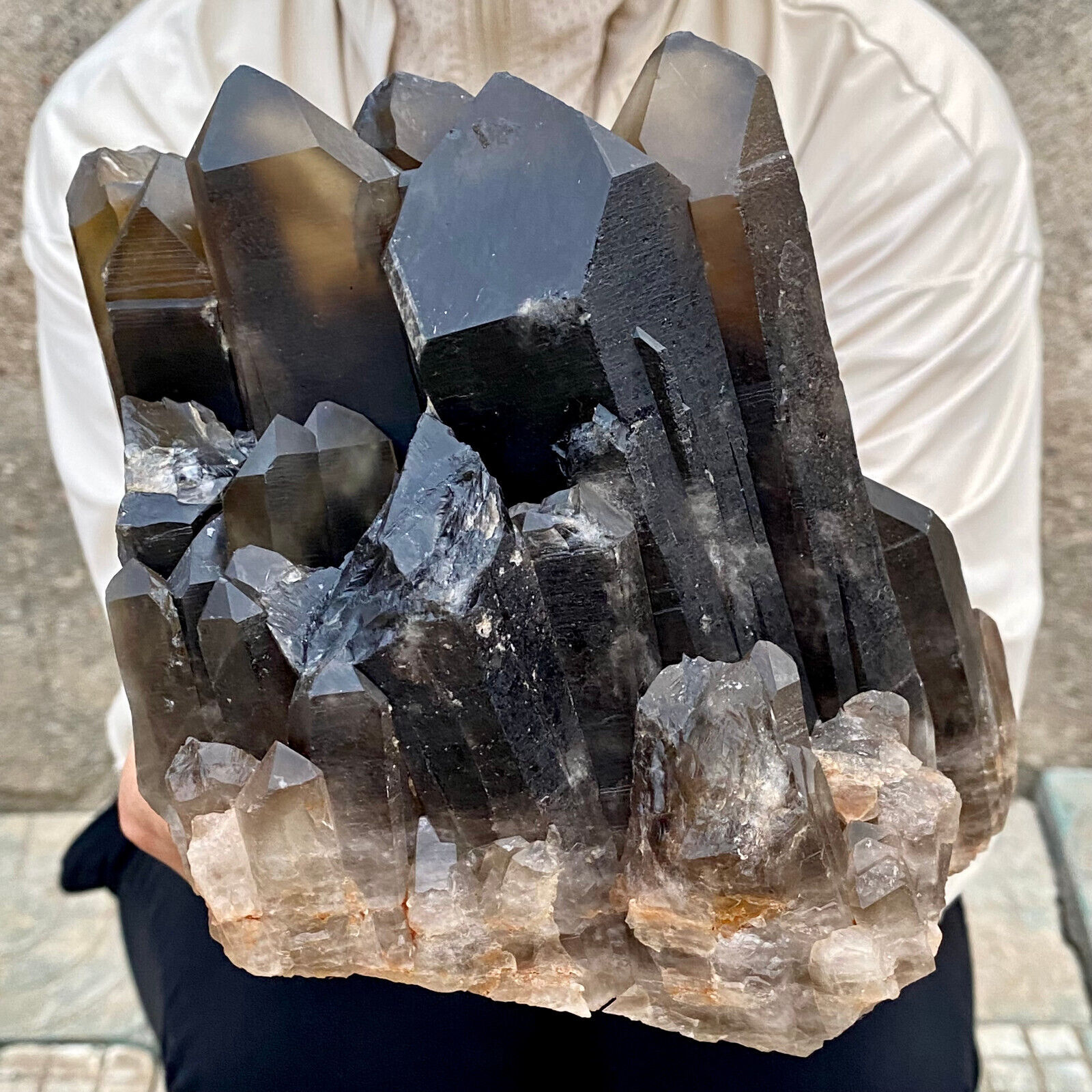 7.7LB Natural Tea black Crystal quartz Cluster Mineral Specimen Healing reiki