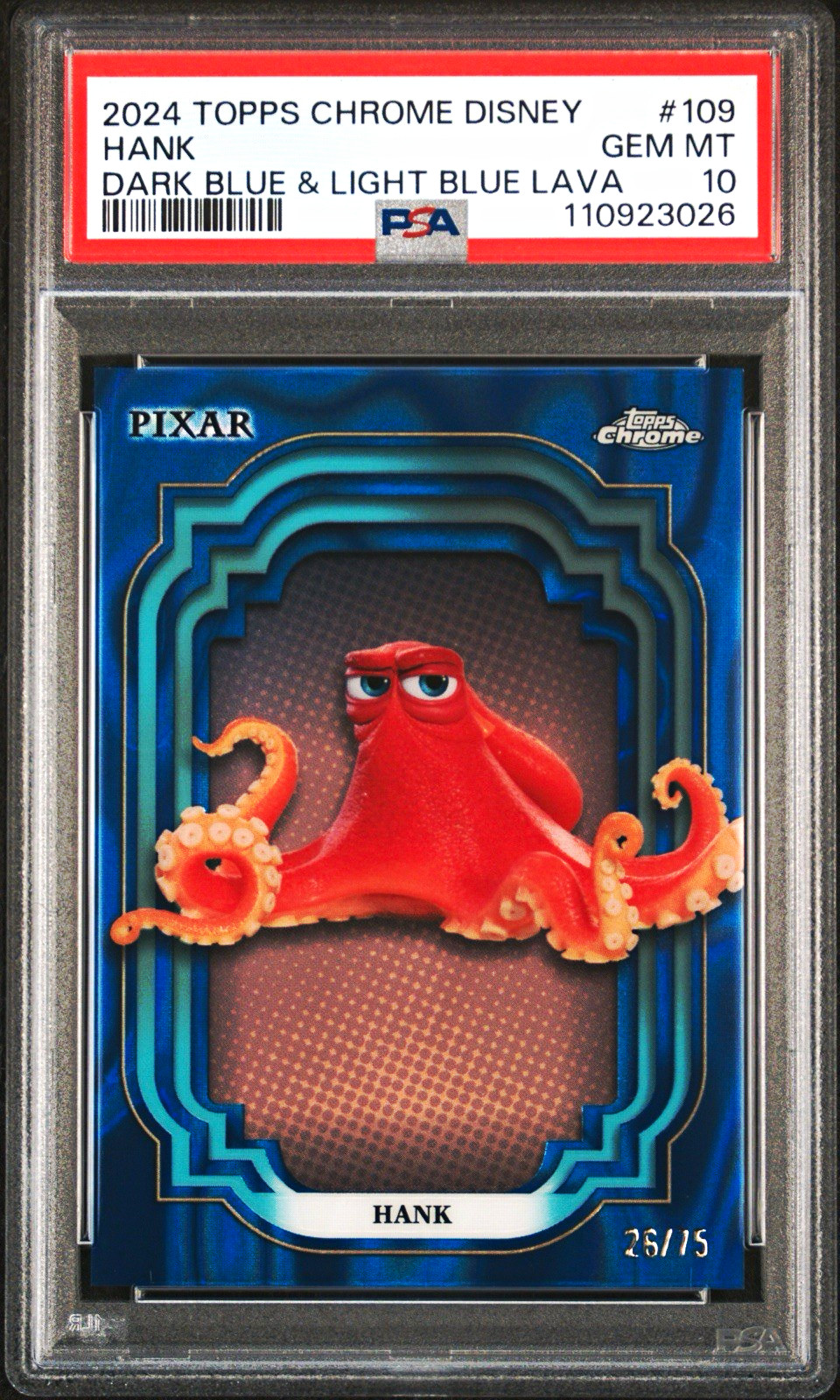 2024 Topps Chrome Disney Pixar #109 Hank Dark Blue & Light Blue Lava 26/75