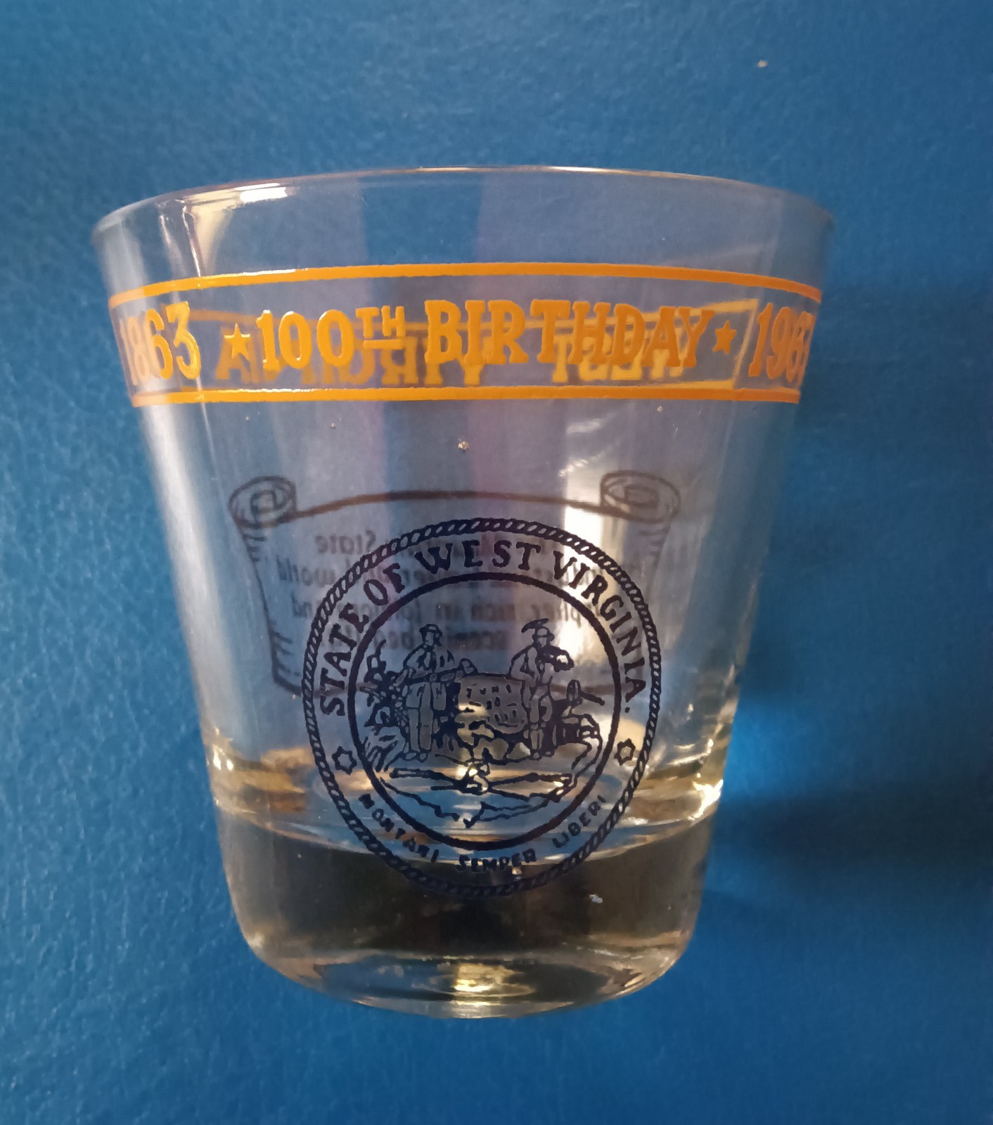 West Virginia 100th Anniversary State Glass 1863-1963 Vintage Nice