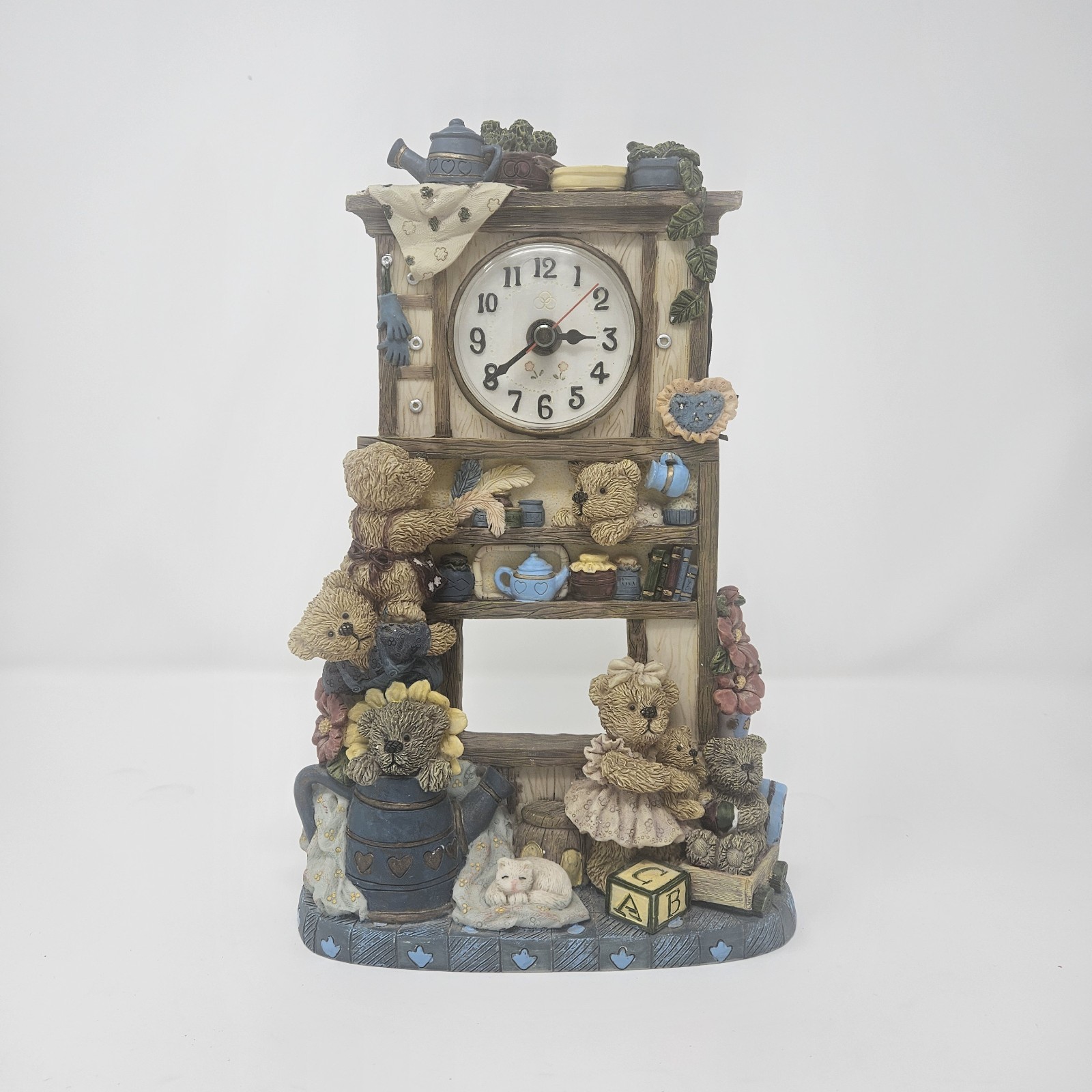 VTG Sweet Home Teddy Bear Family Table Clock 90s Collectible Nostalgia
