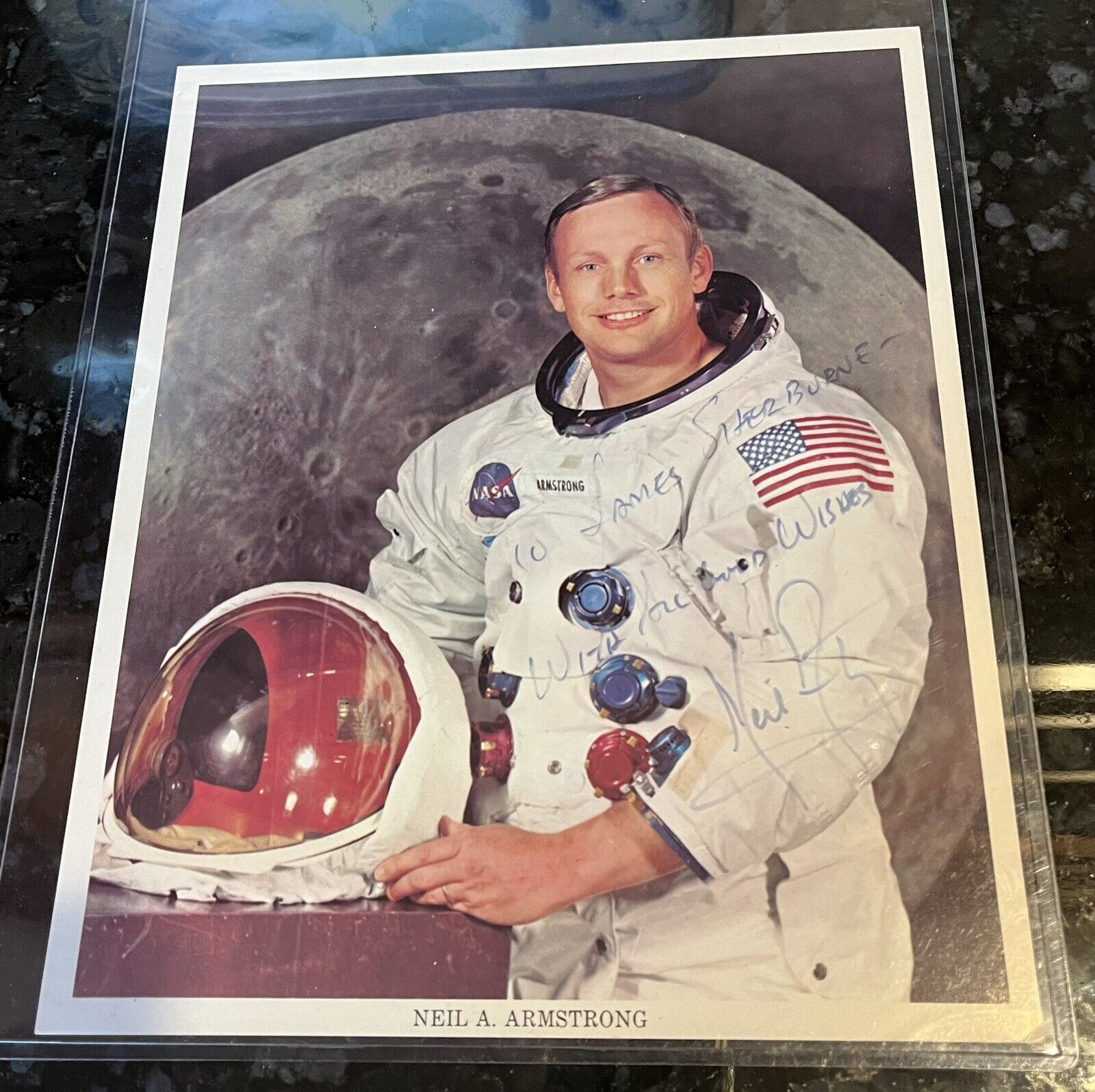 Neil Armstrong Autograph NASA Photo w Inscription R&R Auctions LOA
