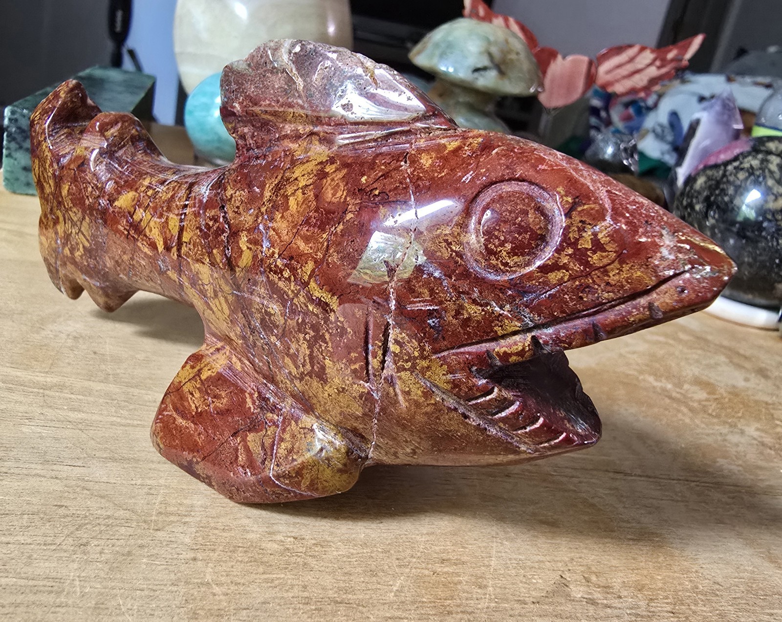 Red Jasper Polished Stone Fish About 5.12 inch Long 10.6 oz