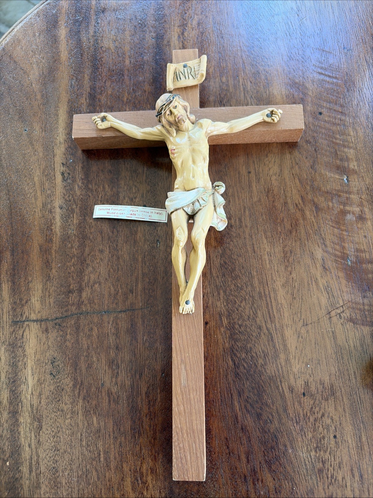Vintage Genuine Italy Fontanini Corpus 12” Crucifix Jesus Christ Wood Cross INRI