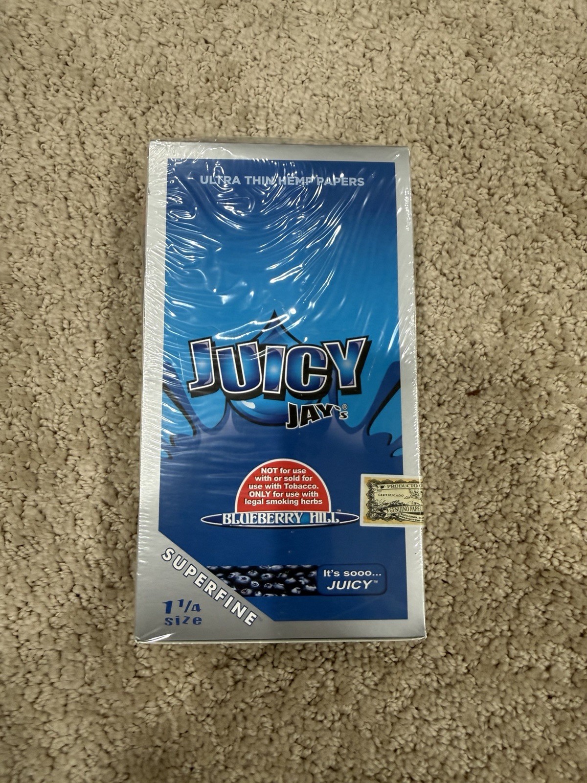 Juicy Jay's Superfine Blue Hill Flavored Rolling Papers 1 1/4 Box of 24 Sealed Juicy Jay's Superfine Blue Hill Flavored Rolling Papers 1 1/4 Box of 24 Sealed