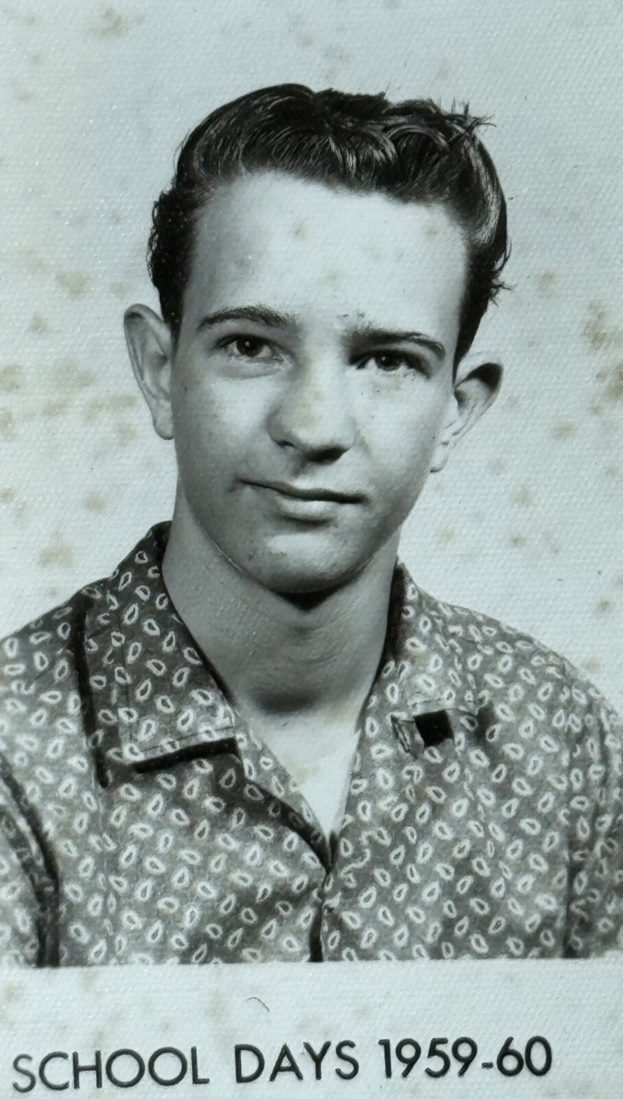 1959-60 School Days Portrait Boy Serious Expression Classic Style