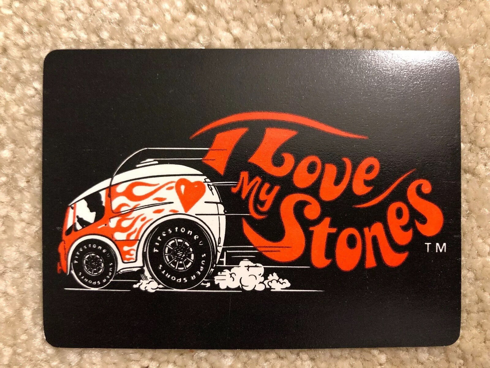 Vtg Single Swap Playing Card Firestone Tires I Love My Stones Van Super Sports