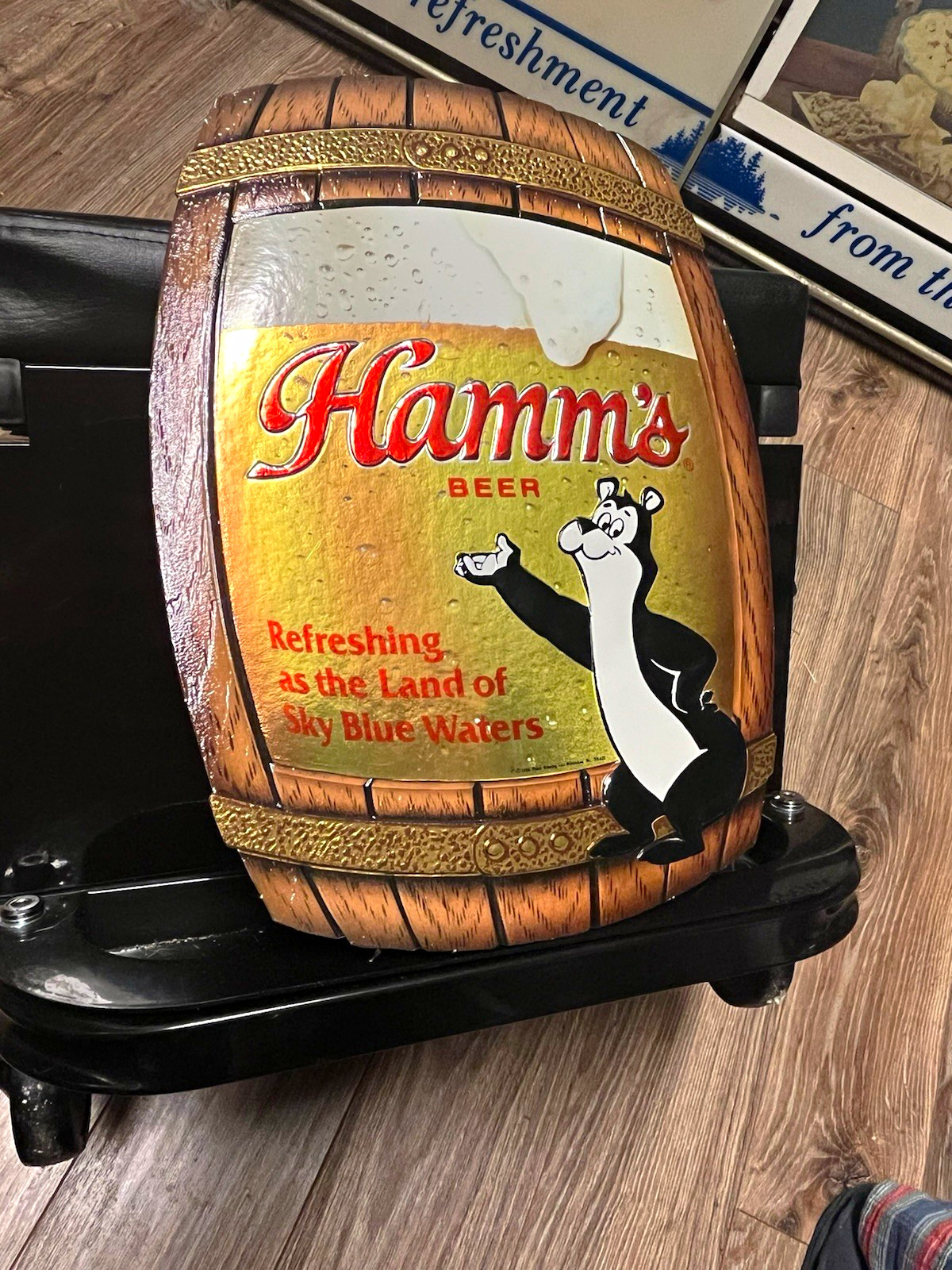 Hamm\'s Beer foil sign w/ Bear \