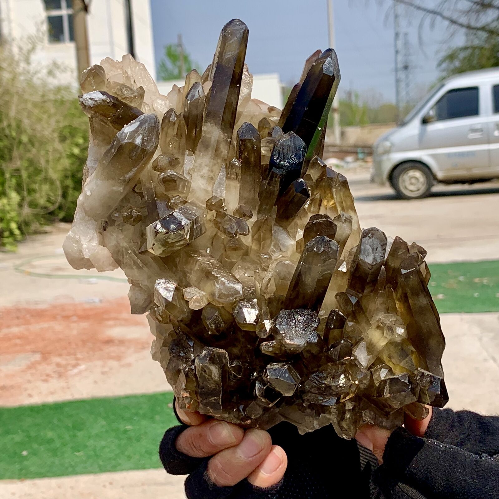 3.32LB Natural Citrine cluster mineral specimen smokey quartz crystal healing