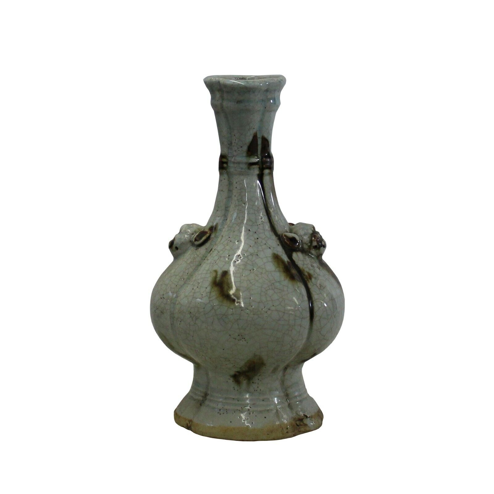 Chinese Ru Ware Light Gray White Celadon Glaze Ceramic Vase ws252