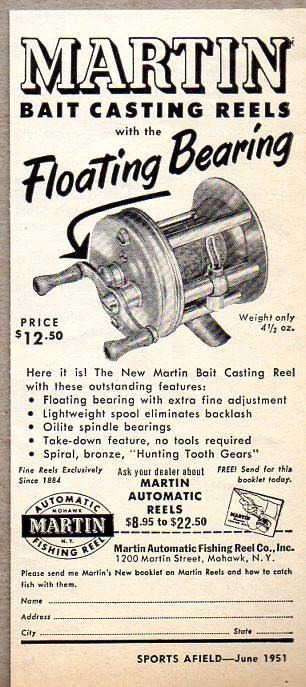 1951 Print Ad Martin Bait Casting Fishing Reels Mohawk,NY 1951 Print Ad Martin Bait Casting Fishing Reels Mohawk,NY