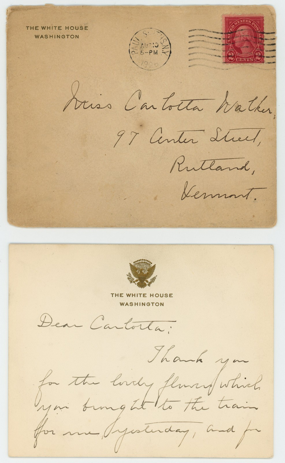 1926 First Lady Grace Coolidge Autograph Letter Signed ALS White House Card