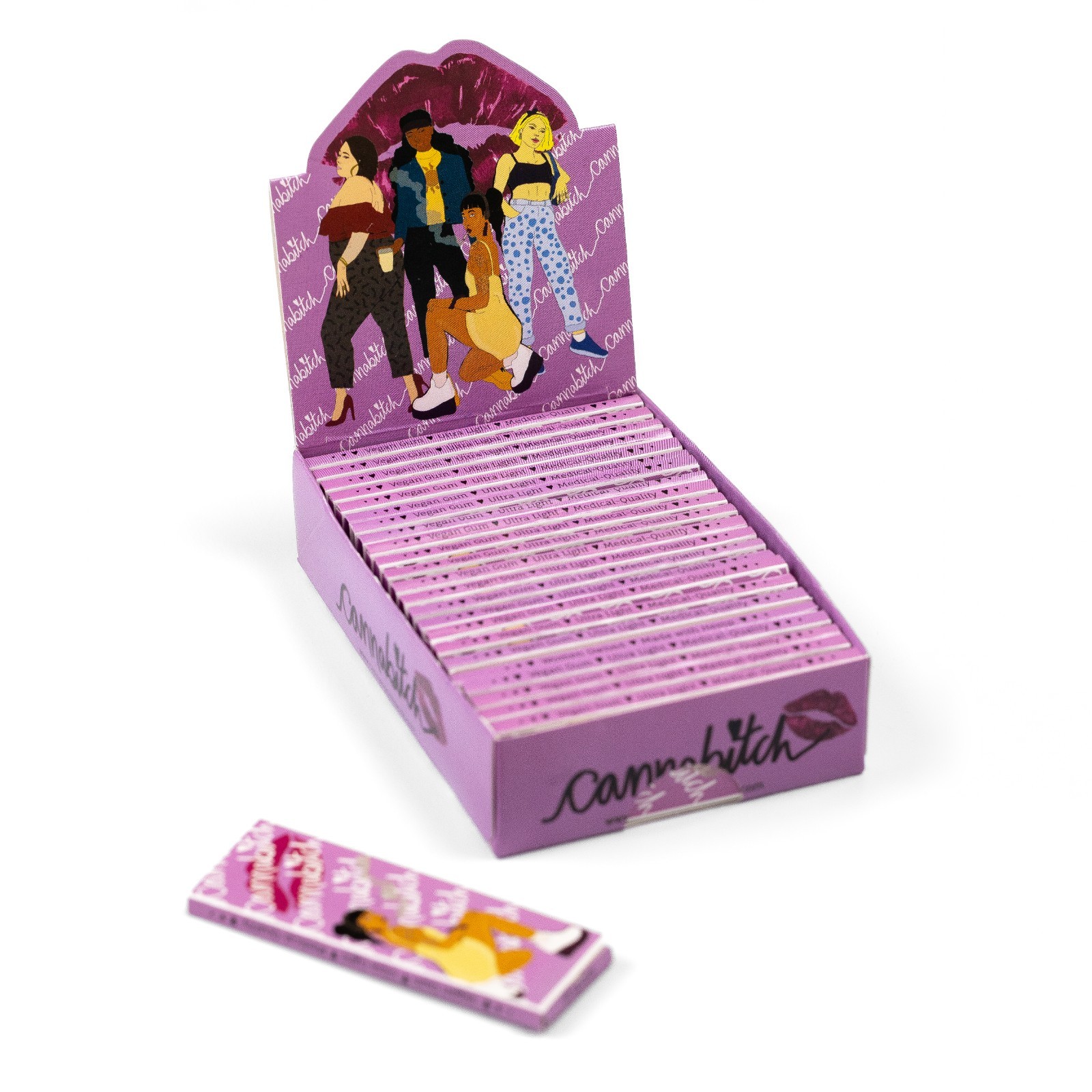 Cannabitch Rolling Papers-Purple Box Includes 25 Packs of 33 Papers