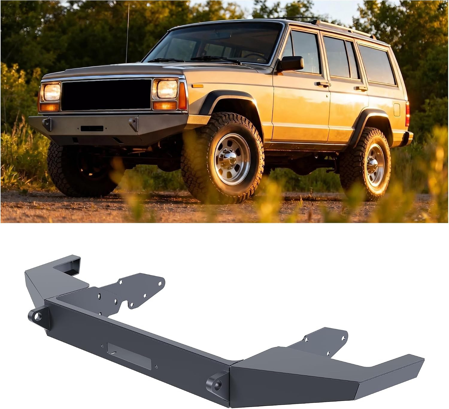 DIY Front Bumper Bare Metal Kit Compatible with 1984-2001 Jeep Cherokee XJ Unpai