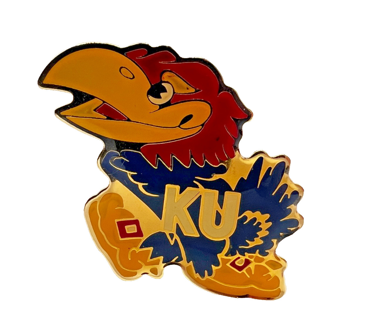 Vintage KU Jayhawk Gold Tone Lapel Pin – University of Kansas – G&G