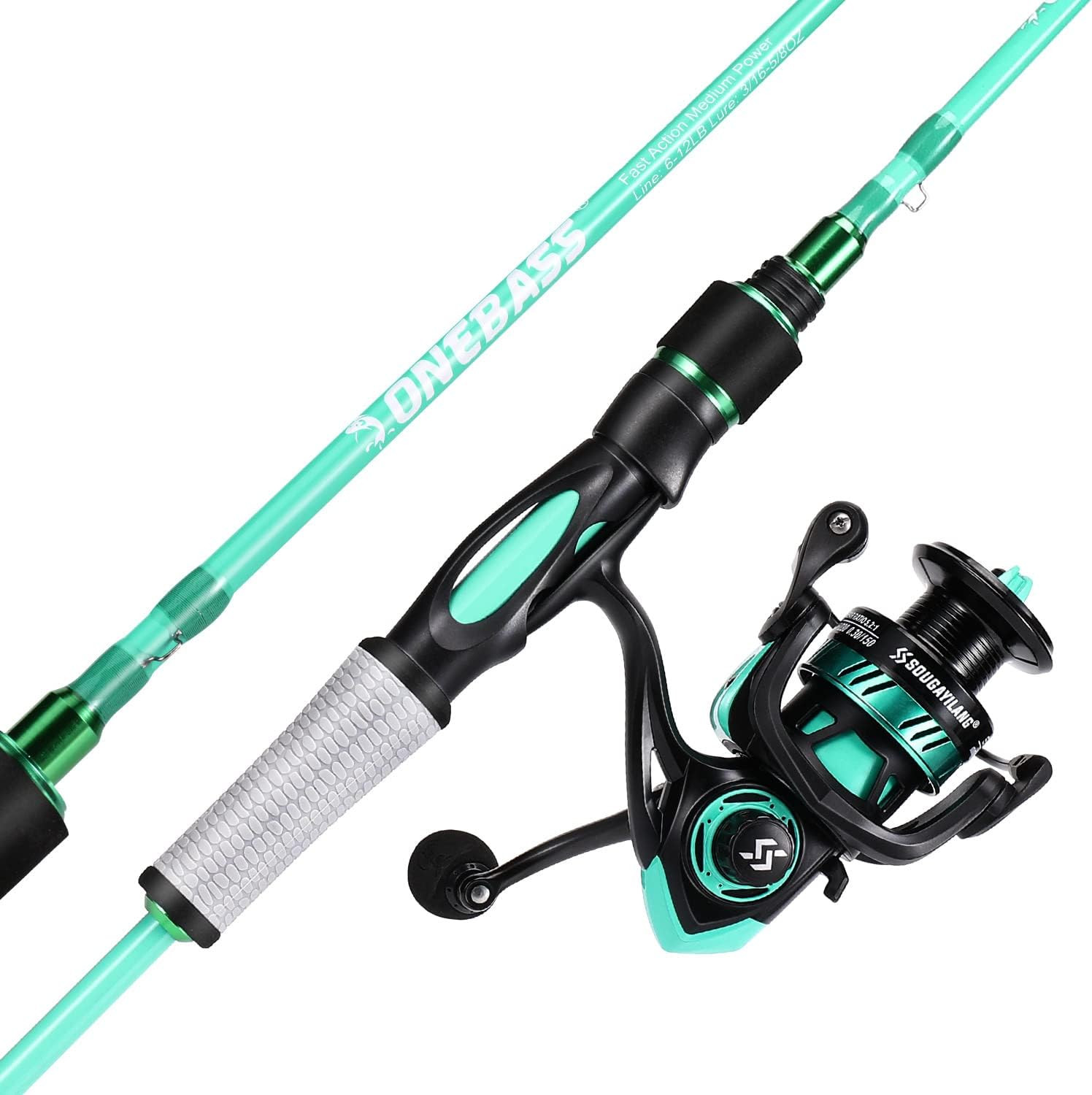 Spirit Flame Fishing Rod Reel Combo, Spinning Fishing Pole with Graphite 2Pc Bla