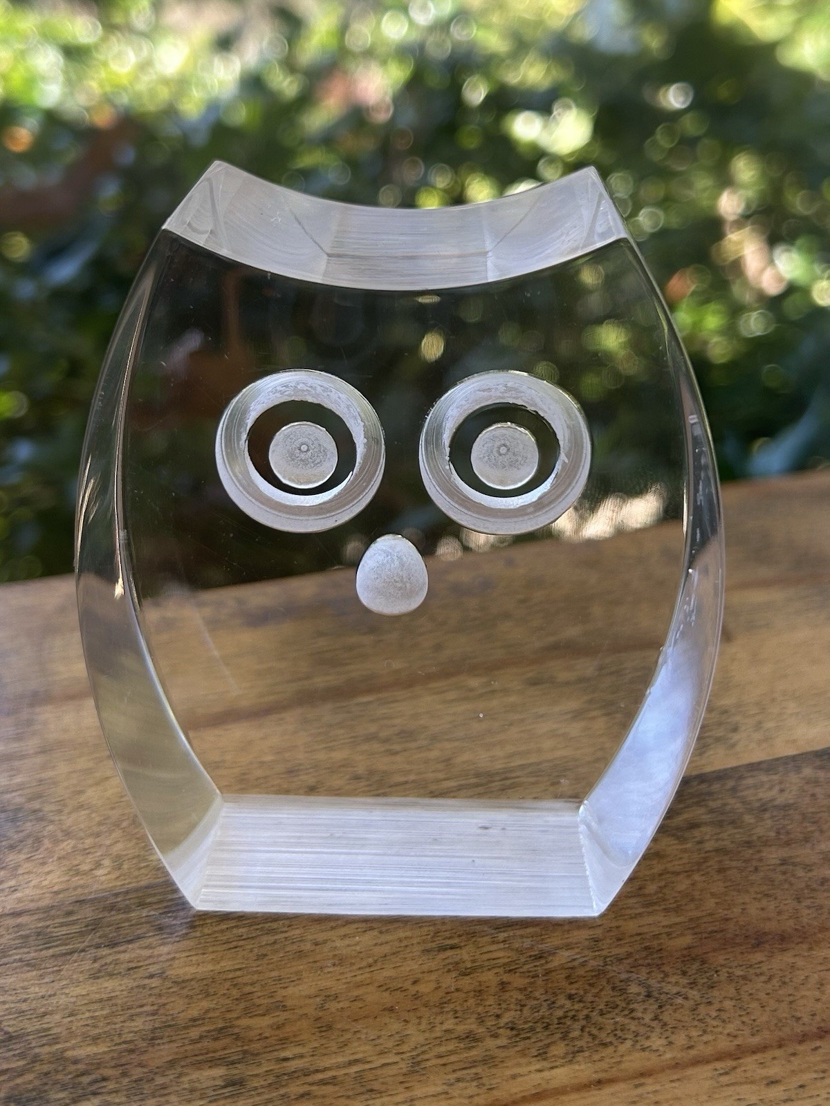 Vintage MCM Lucite Owl Paperweight Figure Mod Century Modern Acrylic