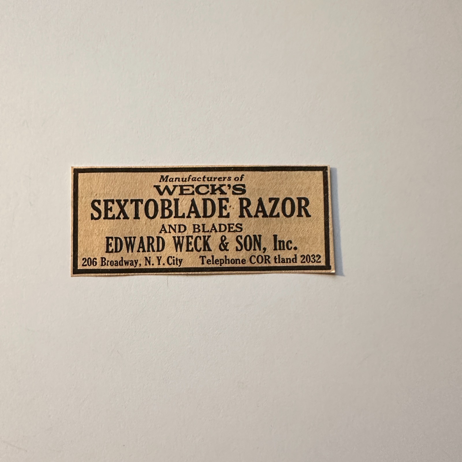 Edward Weck & Son Inc Weck's Sextoblade Razor 206 Broadway NYC 1929 Ad 4AK7-S34