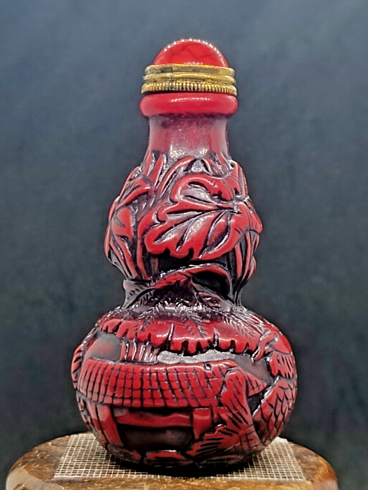 Antique Chinese Carved Turquoise Style Bottle - Dragon and Phoenix